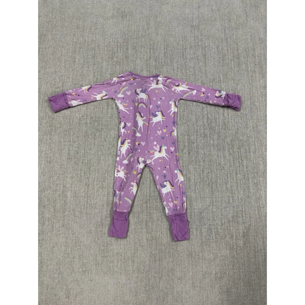 Little Sleepies Sienna's Unicorns Pink Zippy Bamboo Pajama Size 0-3 Months